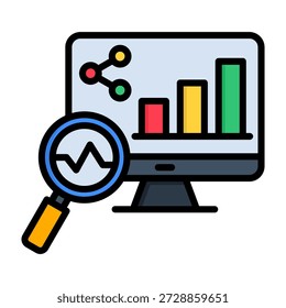 Ícone do Data Insight Ilustração do vetor de estilo de cor linear