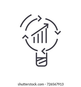 Data Insight, Idea Vector Line Icon, Sign, Illustration On Background, Editable Strokes