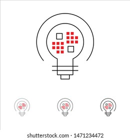 Data, Insight, Light, Bulb Bold and thin black line icon set. Vector Icon Template background