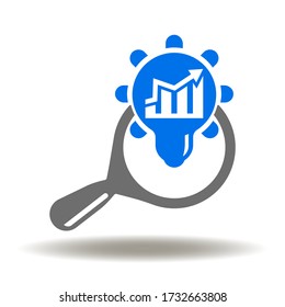 Data Insight Logo. Magnifier Bulb Chart Icon Vector.