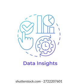 Data insights blue gradient concept icon. Process workflow, performance management. Round shape line illustration. Abstract idea. Graphic design. Easy to use in infographic, presentation