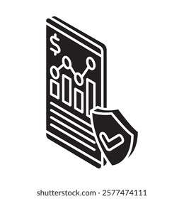 Data Insights glyph isometric 3D. use for modern concept, print, UI, UX kit, web and app development. Vector EPS 10, related to education, business, finance, investment.