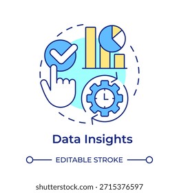 Data insights multi color concept icon. Process workflow, performance management. Round shape line illustration. Abstract idea. Graphic design. Easy to use in infographic, presentation