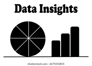 Dados insights gráfico de pizza visualizado e gráfico de barras arte conceito de análise de negócios
