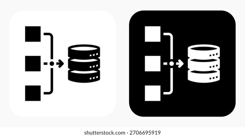 Icono de integración de datos en blanco y negro