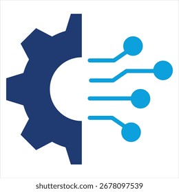 Ilustración vectorial de icono azul plana de integración de datos