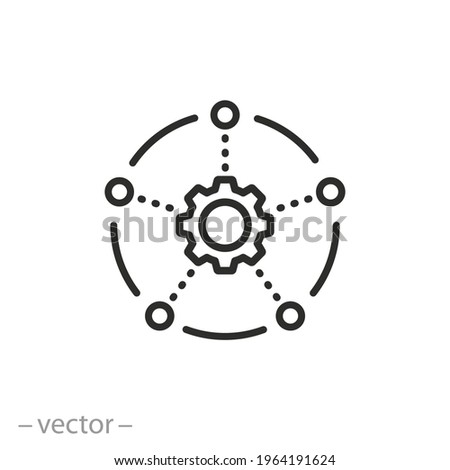 data integration icon, framework or technology development, software or api, thin line symbol on white background - editable stroke vector illustration eps10