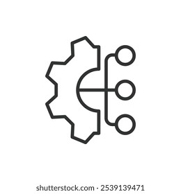 Ícone de integração de dados no design de linha. Dados, integração, sistemas, software, conectividade, gerenciamento, transferência no vetor de fundo branco. Ícone de traçado editável da integração de dados