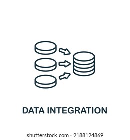 Data Integration icon. Monochrome simple line Data Science icon for templates, web design and infographics