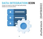 Data integration icon vector with flat color style isolated on white background. Vector illustration database sign symbol icon concept for digital IT, logo, industry, technology, apps, web and project