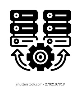 Data Integration Line Icon, Outline Symbol for System Connectivity, Information Unification, Digital Workflow, Multi-Source Processing, and Automated Synchronization. Vector Sign Icon.
