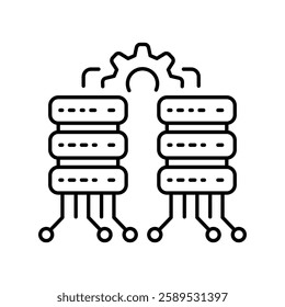 data integration line icon. Vector isolated element. Editable stroke.