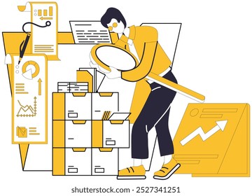 Ilustración vectorial de integración de datos. Minería de datos, buscador digital, extrae gemas de ricas venas de datos integrados Datum, bloque de construcción, formas de piedra angular estructura de datos integrada