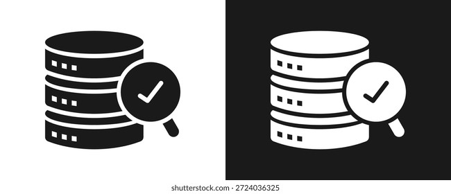 Datenintegrität-Symbolsatz Glyphe auf weißem und schwarzem Hintergrund