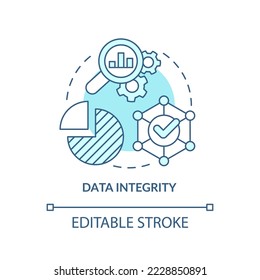 Data integrity turquoise concept icon. Information compliance. Organization abstract idea thin line illustration. Isolated outline drawing. Editable stroke. Arial, Myriad Pro-Bold fonts used