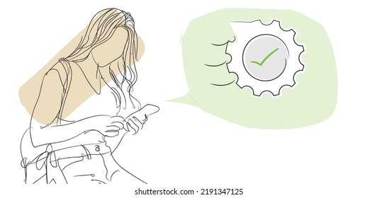 Data Intelligence Cloud icon with customer support, line art design