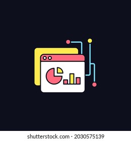 Data intelligence platform RGB color icon for dark theme. Analytical tools. Data management solution. Isolated vector illustration on night mode background. Simple filled line drawing on black