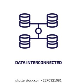 data interconnected icon from user interface collection. Thin linear data interconnected, communication, internet outline icon isolated on white background. Line vector data interconnected sign, 