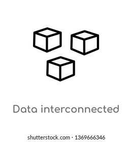 data interconnected vector line icon. Simple element illustration. data interconnected outline icon from user interface concept. Can be used for web and mobile