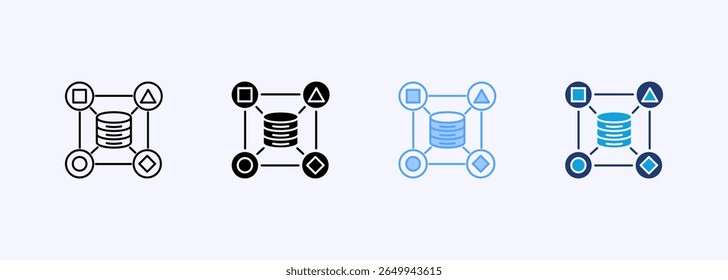 Ícone de interoperabilidade de dados define coleção de vários estilos