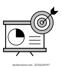 Data Investigation Icon. Magnifying Glass on a Presentation Board – Vector Representation for Data Analysis and Discovery Concepts