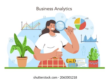 Data Journalism Or Data-driven Journalism Concept. Big Data Filtering And Analysis. Chart And Graph, Diagram Research. Data Based Storytelling. Flat Vector Illustration