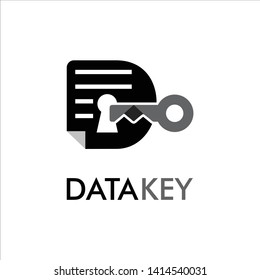 Data Key or Letter D Document Key Icon Vector Logo. 