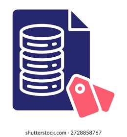 Icono de etiquetado de datos Color Relleno Estilo Ilustración vectorial