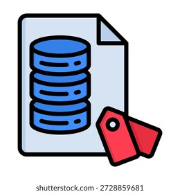 Ícone de Rotulagem de Dados - Ilustração de Vetor de Estilo de Cor Linear