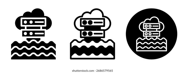 Data Lake Icon Collection Glyph and Mixed Vector Illustration