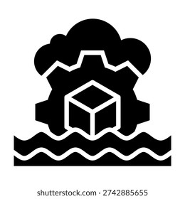 Data Lake Icon Glyph Style Vector Illustration