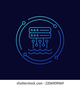 Data Lake Icon, Storing Raw Data Linear Design