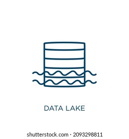 data lake icon. Thin linear data lake outline icon isolated on white background. Line vector data lake sign, symbol for web and mobile