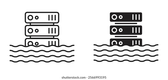 Data lake icons in outline and fill. vector illustration for ui.