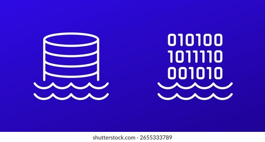 Ícones do Data Lake, armazenando design de linha de dados brutos