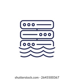 Data lake line icon on white