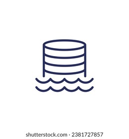 Icono de línea de lago de datos, almacenamiento de datos sin procesar