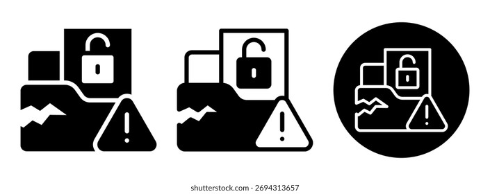 Glifo de Colección de íconos de fuga de datos y Ilustración vectorial mixta