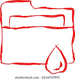 data leak icon in doodle style. red line scribble icon