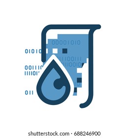 Data leak icon. Information concept. Binary data leak droplet from files technology concept illustration isolated vector. Transparent
