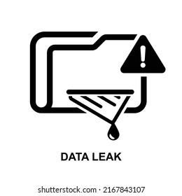 Datenlecksymbol einzeln auf weißem Hintergrund, Vektorgrafik.