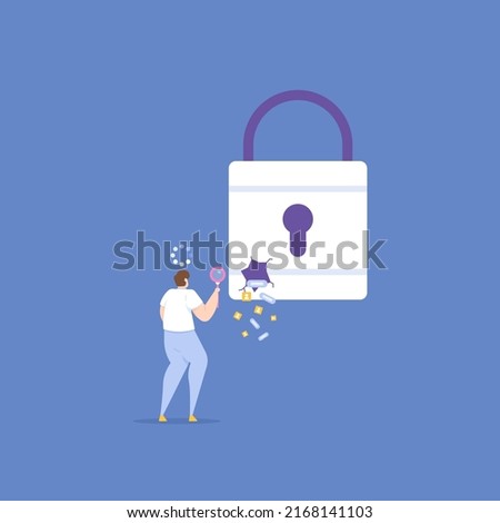 data leak on the server. an IT staff tried to analyze the security system using a magnifying glass to find the problem and fix it. check and resolve. data theft by hackers. concept illustration design