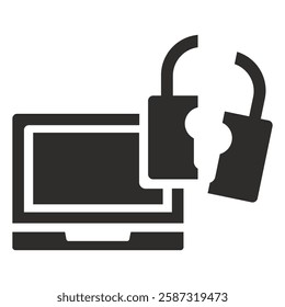 data leakage icon, symbol software, flat vector illustration on white background
