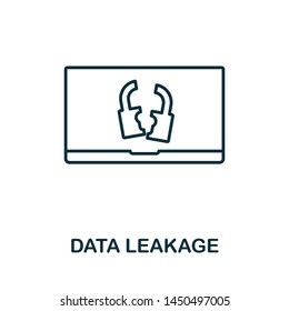 Data Leakage icon. Thin outline style design from corruption icons collection. Creative Data Leakage icon for web design, apps, software, print usage.