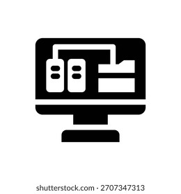 Biblioteca de datos Glifo Ilustración Icono Gráfico de Vector. Gráfico simple del Vector de la ilustración del elemento, conveniente para el App, los Sitios web, y las presentaciones aisladas en el fondo blanco