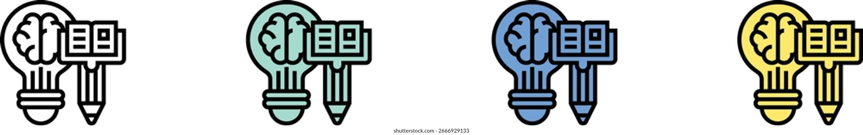 data library icon. Outline, Green, Blue and Yellow Style Design Isolated On White Background