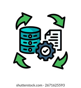Data Lifecycle Lineal Color Icon