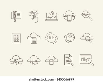 Data line icon set. Information, connection, storage. Cloud service concept. Can be used for topics like technology, innovation, mining