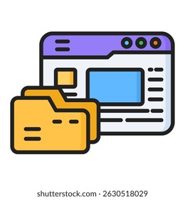 Ícone de cor da linha de dados. Design de ícone de vetor simples em estilo de cor linear. Formato de vetor editável