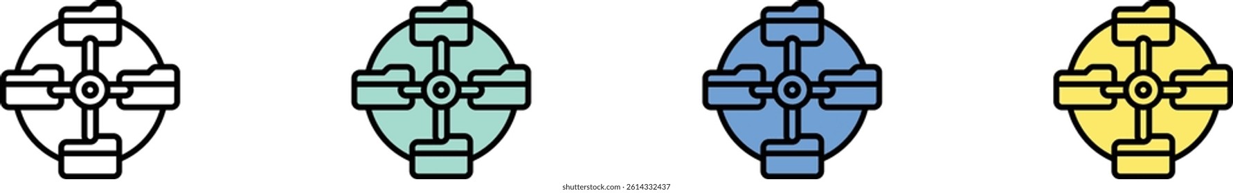 data link icon. Outline, Green, Blue and Yellow Style Design Isolated On White Background